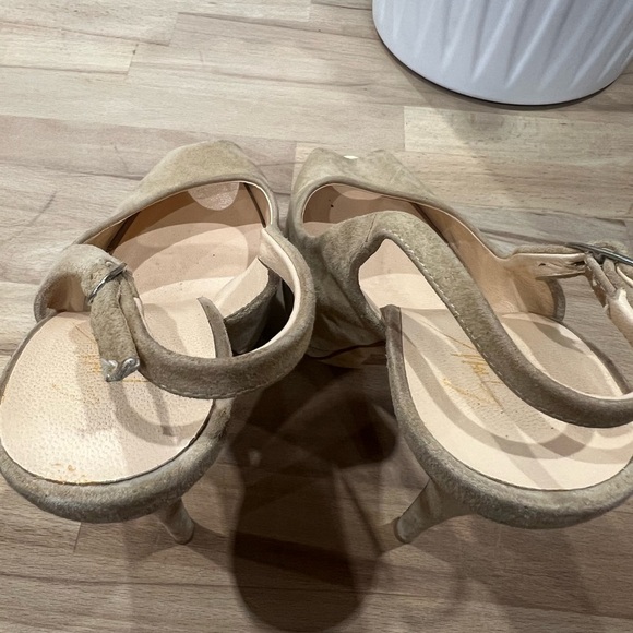 GIUZEPPE ZANOTTI Sharon Beige Suede Peeptoe Pump Size 35.5/ US 5.5 - Picture 7 of 9